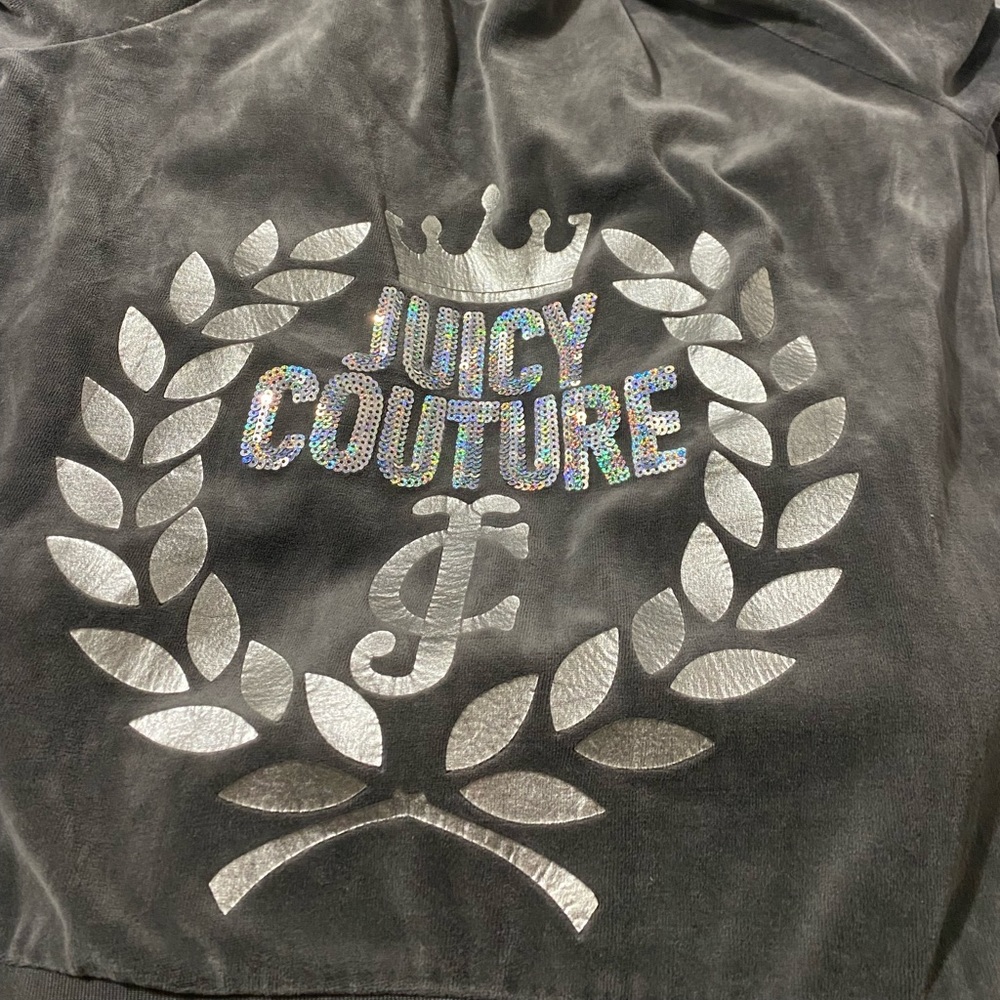 Juicy Couture Y2K Gray Velour Zip Up Track Jacket Womens Size L